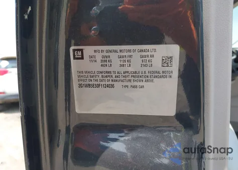 2015 Chevrolet Impala Limited Lt из США, поврежденный, VIN 2G1WB5E30F1124036